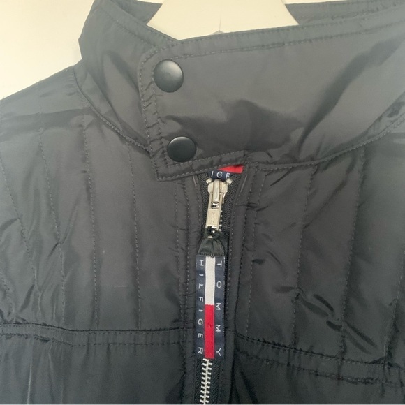 TOMMY HILFIGER Jacket Wind Breaker Sport Coat Moto Jacket Plaid Lined Black S - Picture 7 of 15